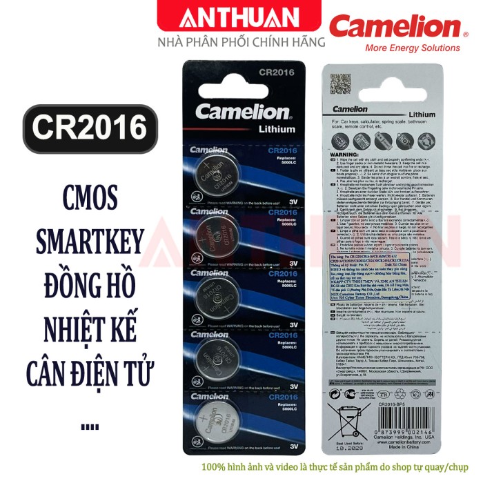 Pin CR2032 / CR2025 / CR2016 Camelion Lithium 3V. Pin chìa khóa Smart Key, CMOS, đồng hồ điện tử, máy tính Casio và các thiết bị chuyên dụng. - Hình ảnh 5