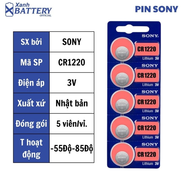 1 Vỉ 5 Viên Pin đồng hồ Sony CR2032 / CR2025 / CR2016 / CR1632 / CR1620 / CR1616 / CR1220 / CR2450 / 2430 lithium 3v - Hình ảnh 7