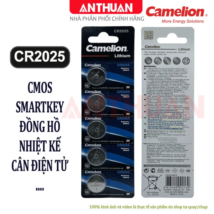 Pin CR2032 / CR2025 / CR2016 Camelion Lithium 3V. Pin chìa khóa Smart Key, CMOS, đồng hồ điện tử, máy tính Casio và các thiết bị chuyên dụng. - Hình ảnh 3