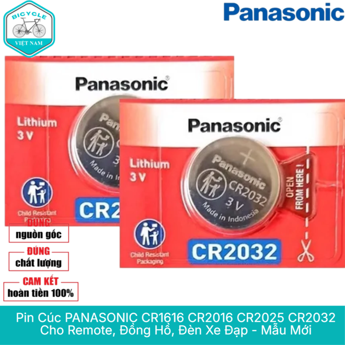 Pin Cúc PANASONIC CR1616 CR2016 CR2025 CR2032 Cho Remote, Đồng Hồ, Đèn Xe Đạp - Mẫu Mới, Chính Hãng, Giá Tốt - Hình ảnh 3