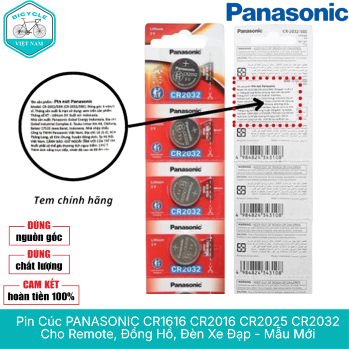 Pin Cúc PANASONIC CR1616 CR2016 CR2025 CR2032 Cho Remote, Đồng Hồ, Đèn Xe Đạp - Mẫu Mới, Chính Hãng, Giá Tốt - Hình ảnh 7