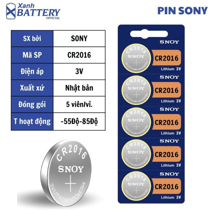 1 Vỉ 5 Viên Pin đồng hồ Sony CR2032 / CR2025 / CR2016 / CR1632 / CR1620 / CR1616 / CR1220 / CR2450 / 2430 lithium 3v - Hình ảnh 5
