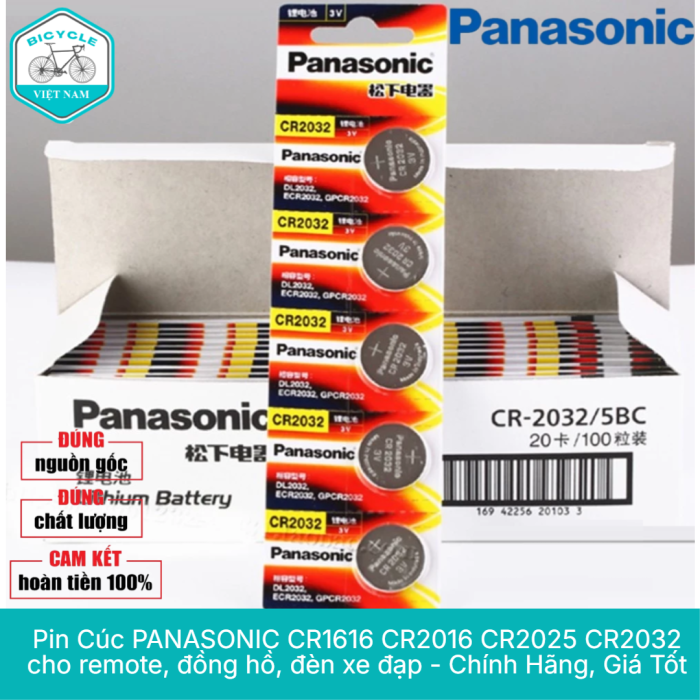 Pin Cúc PANASONIC CR1616 CR2016 CR2025 CR2032 cho remote, đồng hồ, đèn xe đạp - Chính Hãng, Giá Tốt - Hình ảnh 2