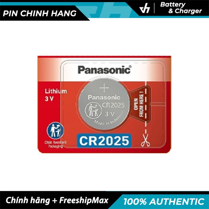 Vỉ 1 Pin Panasonic CR2025 Lithium 3V chín hãng (Pin CMOS, đồng hồ, remote, smartkey, v.v...)