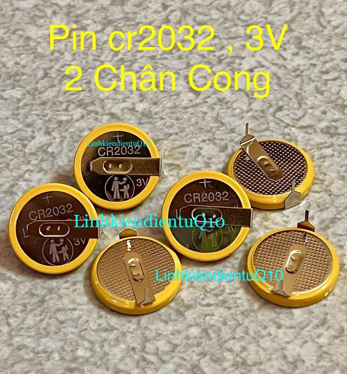 Pin cr2032 , 3v loại có 2 chân để hàn loại tốt , giá bán 2 viên 20k