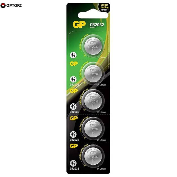 Vỉ 5 Pin Cúc Áo GP Lithium Coin Battery 3V - GP CR2032-2CPU5