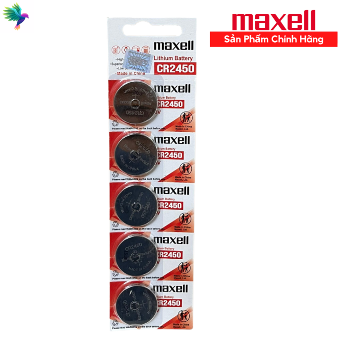Vỉ 5 Viên Pin CR2450 3V Lithium Maxell Siêu Bền dùng cho Smartkey , đèn LED , máy đo - Hình ảnh 2