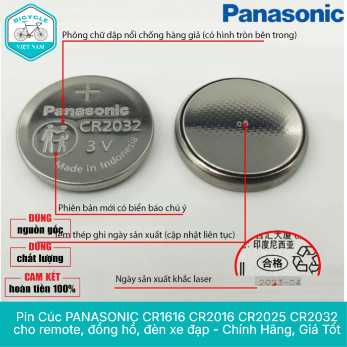 Pin Cúc PANASONIC CR1616 CR2016 CR2025 CR2032 cho remote, đồng hồ, đèn xe đạp - Chính Hãng, Giá Tốt - Hình ảnh 5