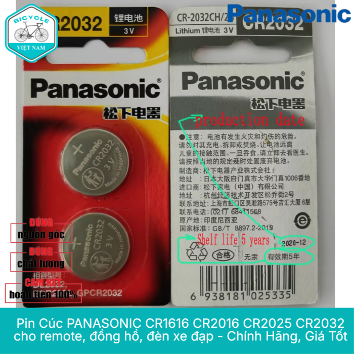 Pin Cúc PANASONIC CR1616 CR2016 CR2025 CR2032 cho remote, đồng hồ, đèn xe đạp - Chính Hãng, Giá Tốt - Hình ảnh 4