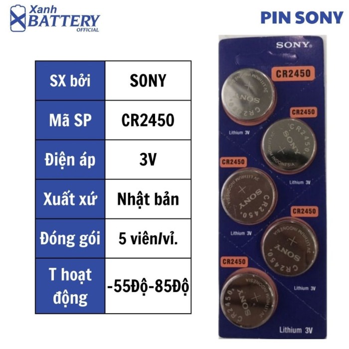 1 Vỉ 5 Viên Pin đồng hồ Sony CR2032 / CR2025 / CR2016 / CR1632 / CR1620 / CR1616 / CR1220 / CR2450 / 2430 lithium 3v - Hình ảnh 9