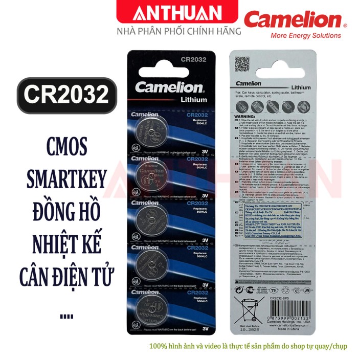 Pin CR2032 / CR2025 / CR2016 Camelion Lithium 3V. Pin chìa khóa Smart Key, CMOS, đồng hồ điện tử, máy tính Casio và các thiết bị chuyên dụng. - Hình ảnh 9