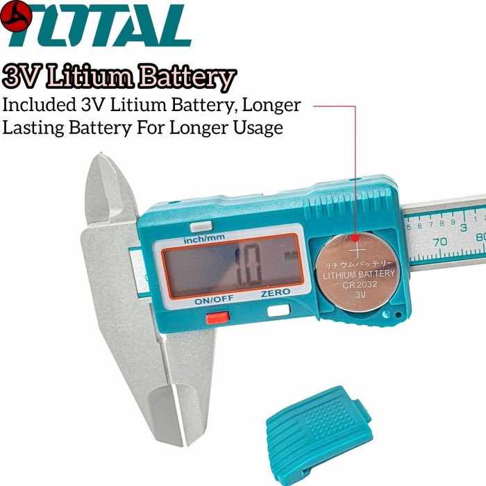 Thước kẹp điện tử thân nhựa 150mm TOTAL TMT331501 - kỹ thuật số, dùng pin CR2032, độ chính xác cao, do từ 0.1mm - Hình ảnh 6