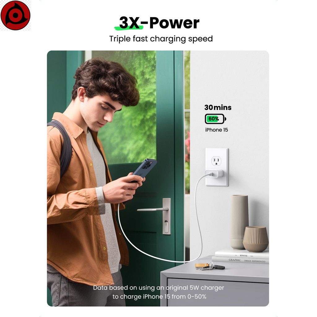 UGREEN PD 20W, Bộ sạc USB C, Bộ sạc nhanh, Bộ sạc tường USB-C, Bộ Chuyển Đổi nguồn, Tương thích với iPhone 16 Pro Max - Hình ảnh 2