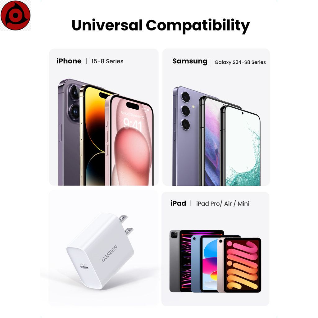 UGREEN PD 20W, Bộ sạc USB C, Bộ sạc nhanh, Bộ sạc tường USB-C, Bộ Chuyển Đổi nguồn, Tương thích với iPhone 16 Pro Max - Hình ảnh 4