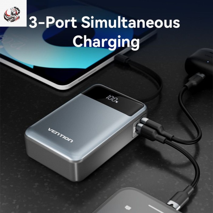 Vention 65W Power Bank có cáp 20000mAh Màn hình kỹ thuật số sạc nhanh PD ba chiều cho điện thoại - Hình ảnh 6
