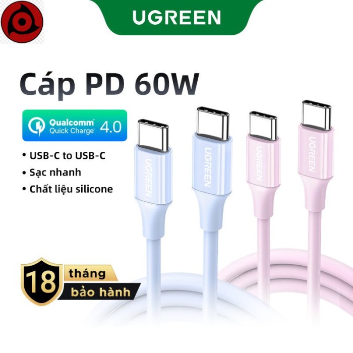 Cáp dữ liệu sạc nhanh USB C sang Type-C 60W của UGREEN