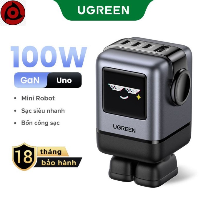 Bộ sạc UGREEN Uno GaN 100W, loại C, PD, USB, 4 cổng, Robot nhỏ, sạc nhanh cho iPhone 16 15 pro max SAMSUNG S24 Ultra
