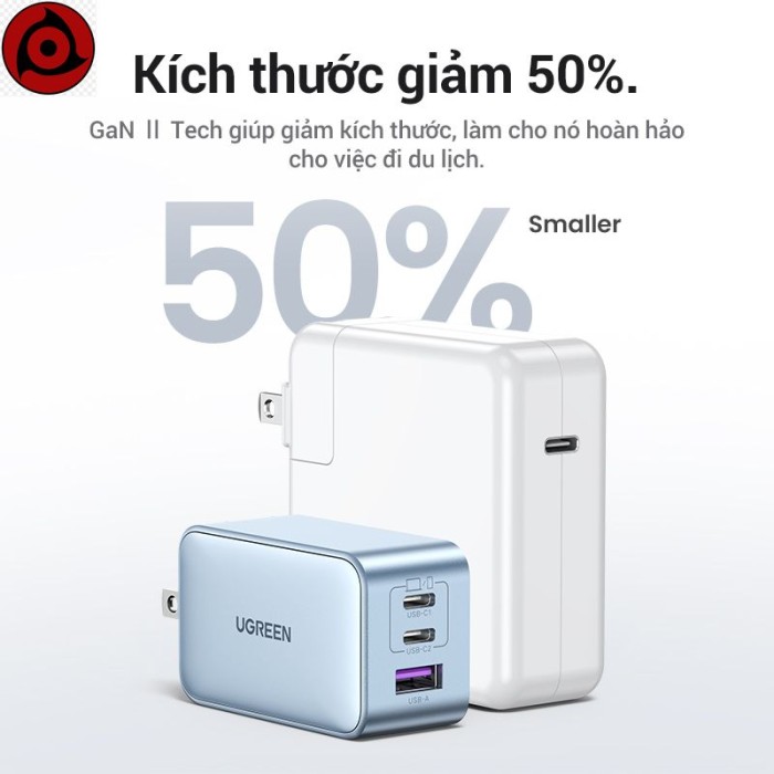 Bộ sạc USB C UGREEN 65W, Khối sạc nhanh Nexode 3 cổng GaN, Bộ sạc gấp gọn nhỏ gọn cho MacBook Pro/Air,, iPhone 16/15/ - Hình ảnh 6