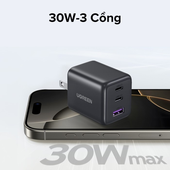 Bộ sạc USB C UGREEN 30W Nexode GaN PPS Khối sạc tường nhanh gọn Bộ chuyển đổi nguồn USB-C cho Galaxy S25 S24 Ultra - Hình ảnh 2