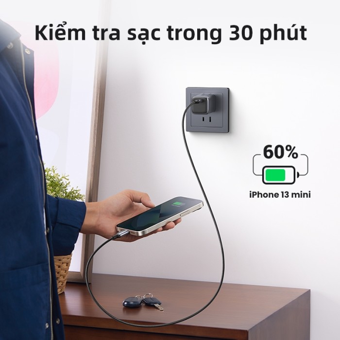 Combo sạc nhanh 30W UGREEN cho iPhone 8 đến iPhone 14 series - Củ 20W 1C & Cáp CtoL đạt chứng chỉ MFi US304 - Hình ảnh 3