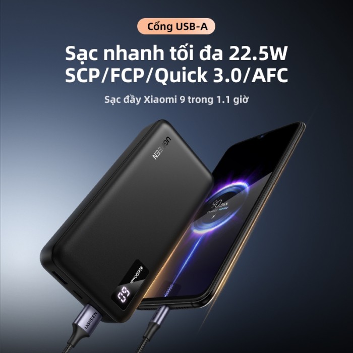 Pin dự phòng UGREEN 20000mAh/10000mAh PD20W Sạc nhanh cho điện thoại Android|Bảo hành 18 tháng - Hình ảnh 3