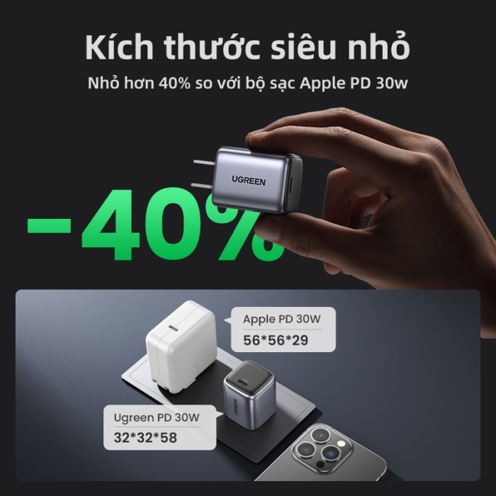 Combo sạc nhanh 30W UGREEN cho iPhone 8 đến iPhone 14 series - Củ 20W 1C & Cáp CtoL đạt chứng chỉ MFi US304 - Hình ảnh 7