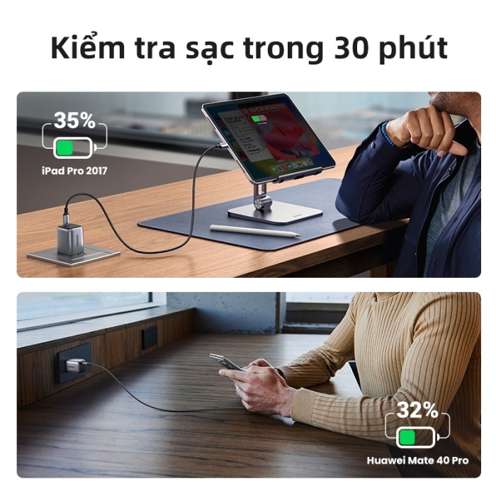 Combo sạc nhanh 30W UGREEN cho iPhone 8 đến iPhone 14 series - Củ 20W 1C & Cáp CtoL đạt chứng chỉ MFi US304 - Hình ảnh 4