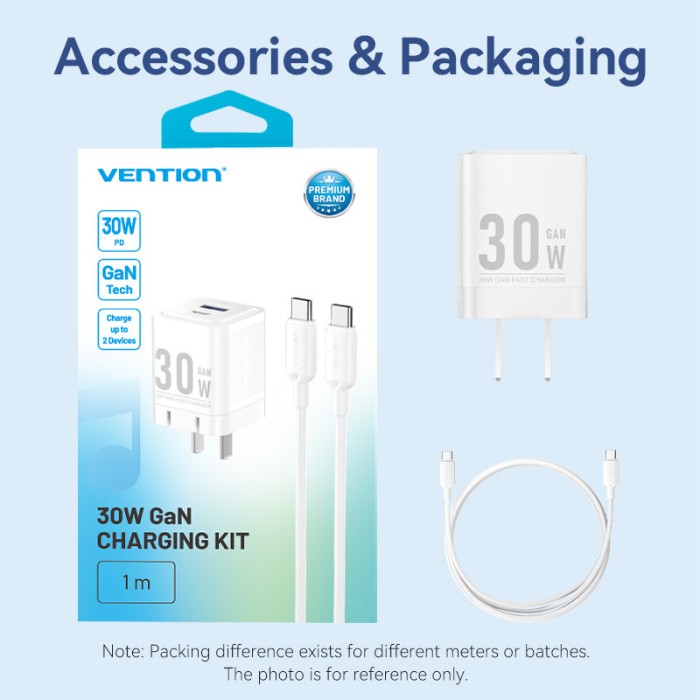 Bộ sạc GaN Vention 20W 30W Bộ sạc USB C PD + USB 2 cổng Bộ sạc chuyển đổi với QC4.0 PD USB typec Sạc nhanh Bộ sạc phích cắm US cho IP 16 Samsung Android - Hình ảnh 9