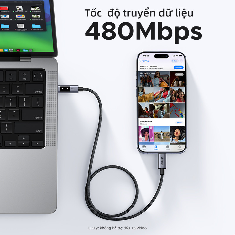 Cáp sạc nhanh UGREEN Uno 100W Type C E-Marker cho iPhone 16 Pro Max cho iPhone 15 Series Samsung S25 Ultra - Hình ảnh 5