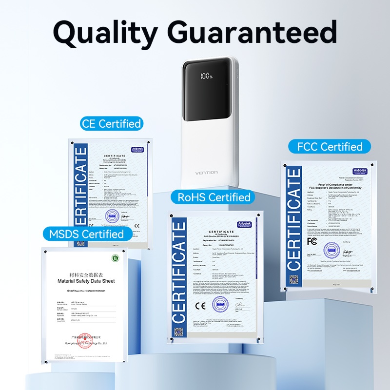 sạc dự phòng có dây 20000mAh Vention Power Bank PD 22.5w Sạc nhanh tích hợp màn hình kỹ thuật số cáp kép cho Iphone 16 XiaoMi Huawei Sansumg 10000mAh - Hình ảnh 5