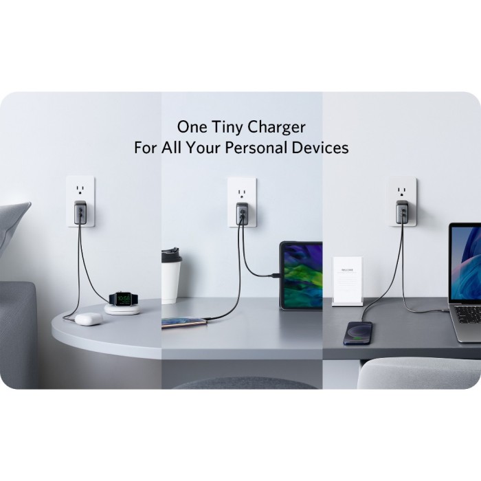 {Dùng cho điện thoại, laptop]  SẠC ANKER 726 NANO II 2 Cổng USB-C 65W - A2666