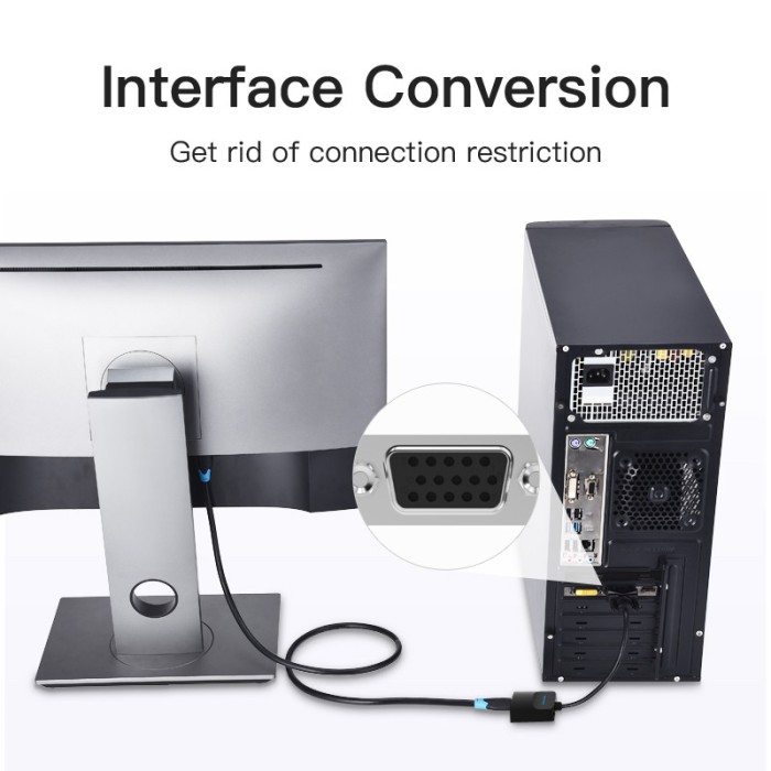 Cáp chuyển đổi Vention đổi đầu cắm VGA sang lỗ cắm HDMI 1080p chuyển vga sang hdmi - Hình ảnh 3