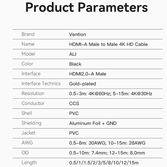 Vention Cáp HDMI Tốc Độ Cao 4K 60Hz 30Hz 18Gbps 3D Cho PS3 / 4 / 4 pro Nintendo Switch TV - Hình ảnh 8