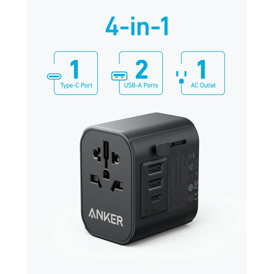 Ổ cắm du lịch Anker USB-C PD 30W, AC 2500W 4in1 tiện lợi- A9212 - Hình ảnh 3