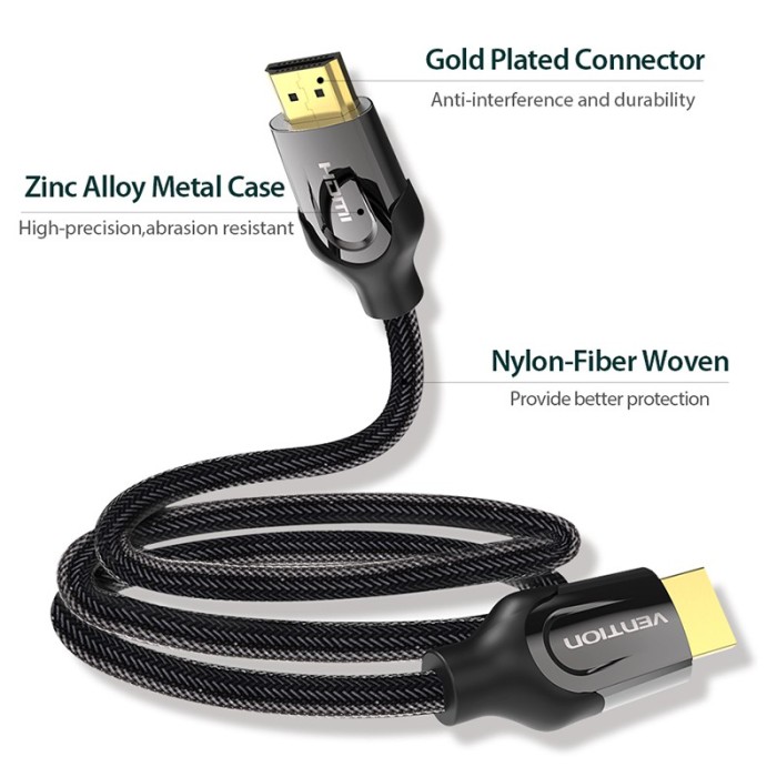 Cáp HDMI 2.0 Vention 4k 3DHZ tiện dụng cho màn hình LCD/ laptop/ máy chiếu/ máy tính - Hình ảnh 8