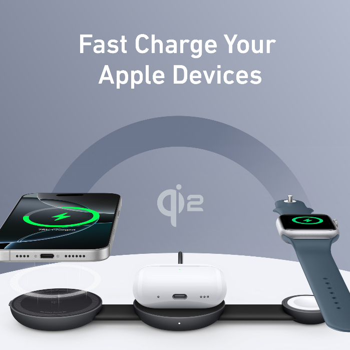 Đế sạc Anker MagGo UFO 1C 15W (3-in-1, Foldable Pad, with Adapter and USB-C cable) - B25M8