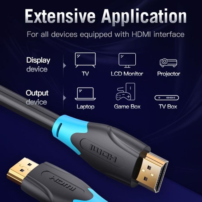Cáp HDMI Vention 4K/60HZ HDMI 2.0 3D dành cho TV LCD/màn hình máy chiếu HD 1080p PS4/3 Xbox/máy tính bàn - Hình ảnh 7