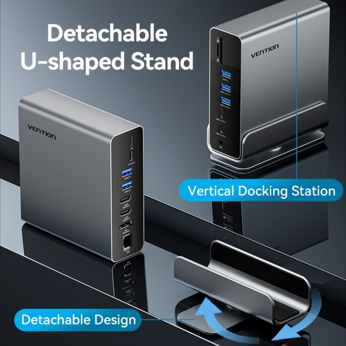 {Bảo hành 18 tháng} Vention Hub Type C to HDMI 4K 60Hz cho Macbook/iPad/Laptop/Điện thoại, Hub chuyển đổi type C sang HDMI, DP, Cổng chuyển đổi Type C. USB 3.2 10Gbps RJ45 1000Mbps - Hình ảnh 3