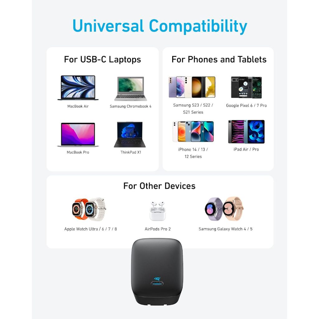 Củ Sạc Nhanh ANKER 316 67W - 1 cổng USB-C - Công nghệ sạc nhanh PowerIQ 3.0 chân gập nhỏ gọn - A2671 - Hình ảnh 5