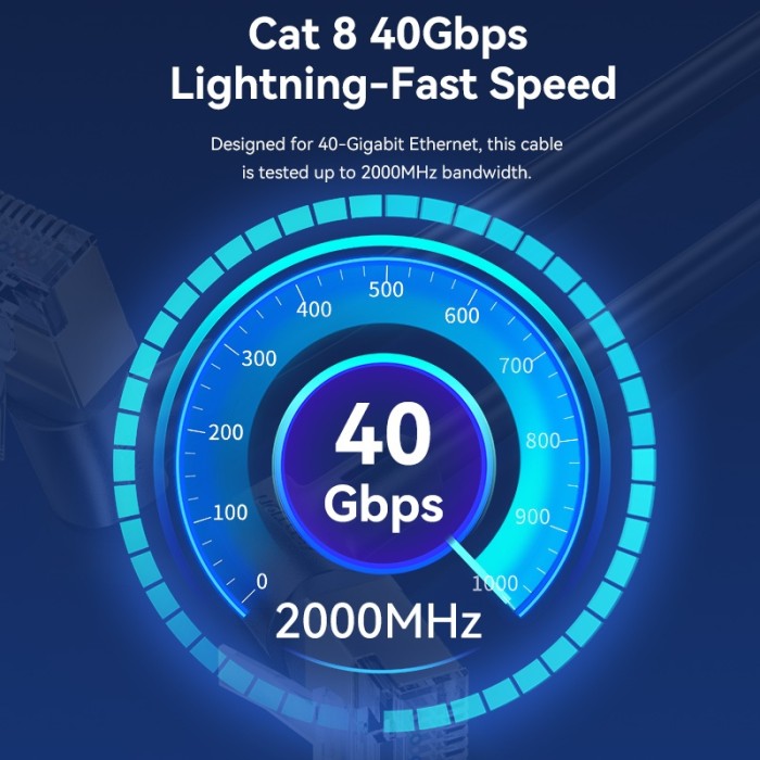 Cáp Cat8 mạng Lan Vention 40Gbps 2000mhz Cat 8 Mạng 360° Có Thể Xoay Cho Laptop PS 4 Rouster RJ45 - Hình ảnh 4