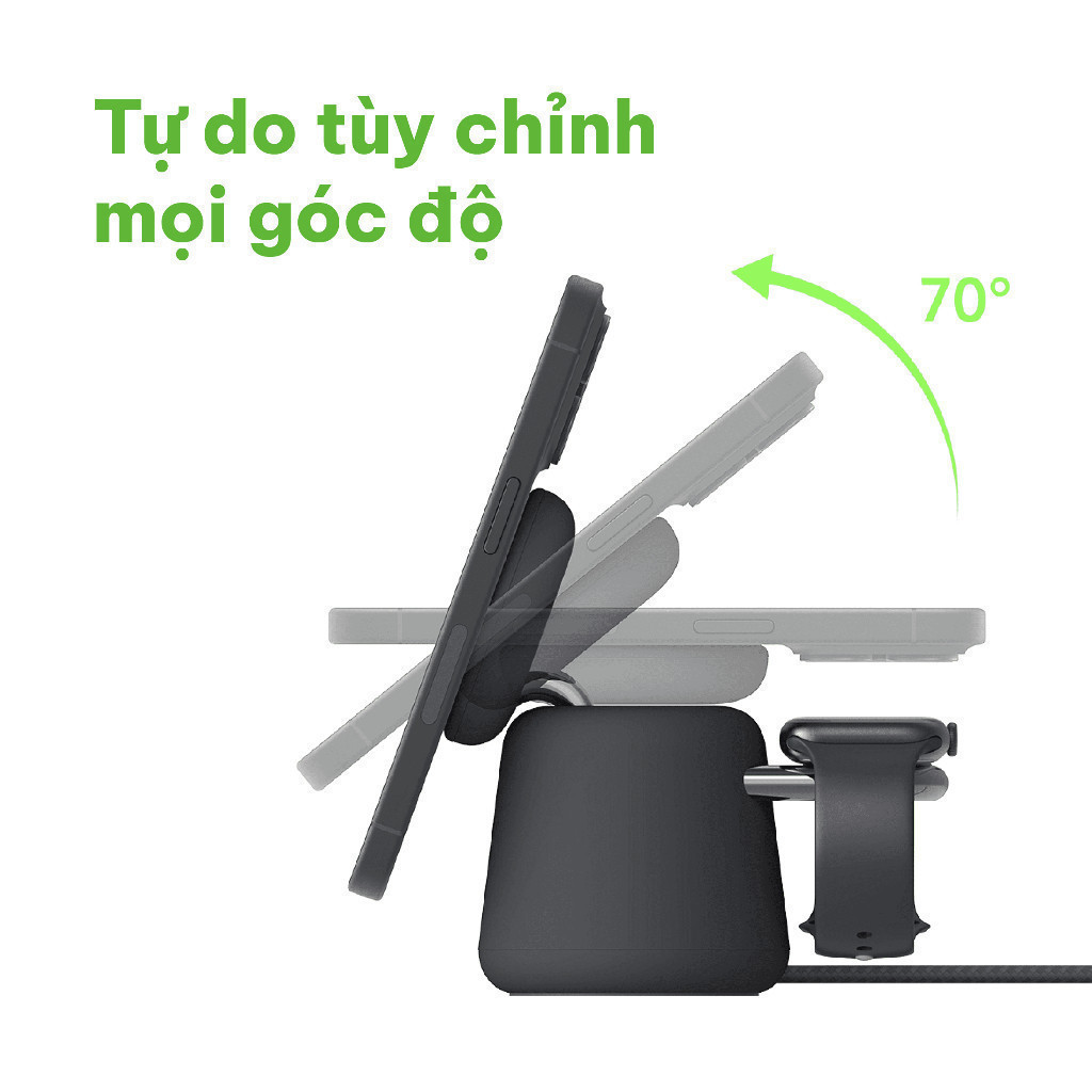 Đế sạc không dây 2 trong 1 Belkin BoostCharge Pro Magsafe 15W - không kèm sạc - Hình ảnh 2