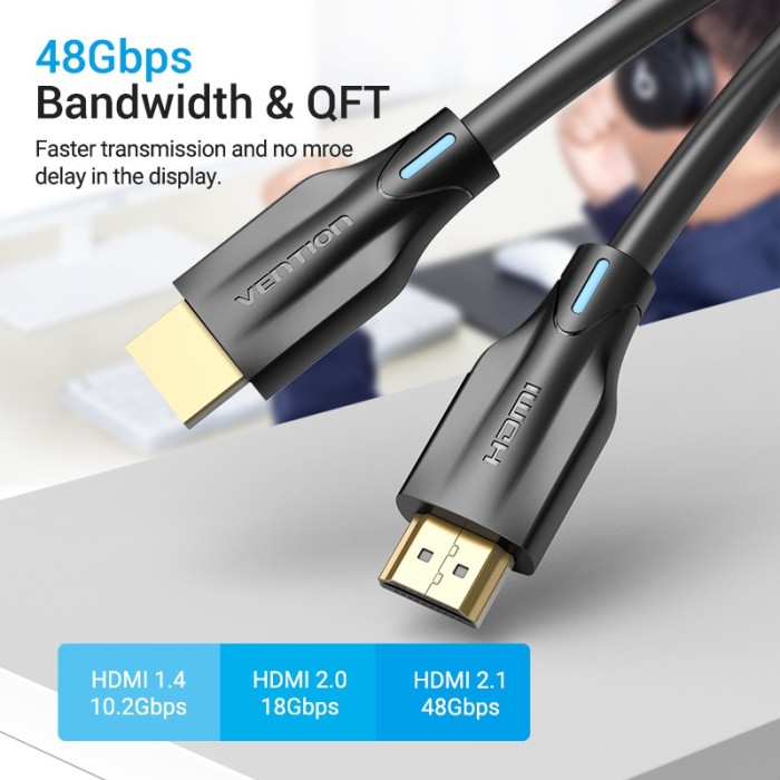 Cáp HDMI 2.1 Vention tốc độ cao 48Gbps 8K@60Hz chuyển đổi DR Dolby Atmos eARC - Hình ảnh 2