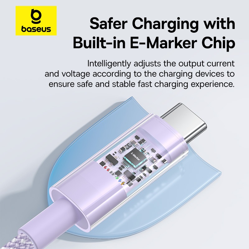 Cáp sạc Baseus Gem USB-C sang USB-C PD 100W Cáp dữ liệu sạc nhanh Thiết kế trong suốt - Hình ảnh 6