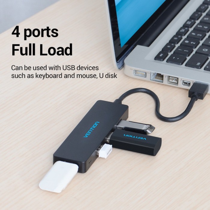 Bộ Chia USB Vention USB 3,0 Hub 4 Cổng Tốc Độ Cao 5Gbps Bộ Chia USB Di Động HUB USB Máy In Máy In Tương Thích Với Laptop PS4 - Hình ảnh 2