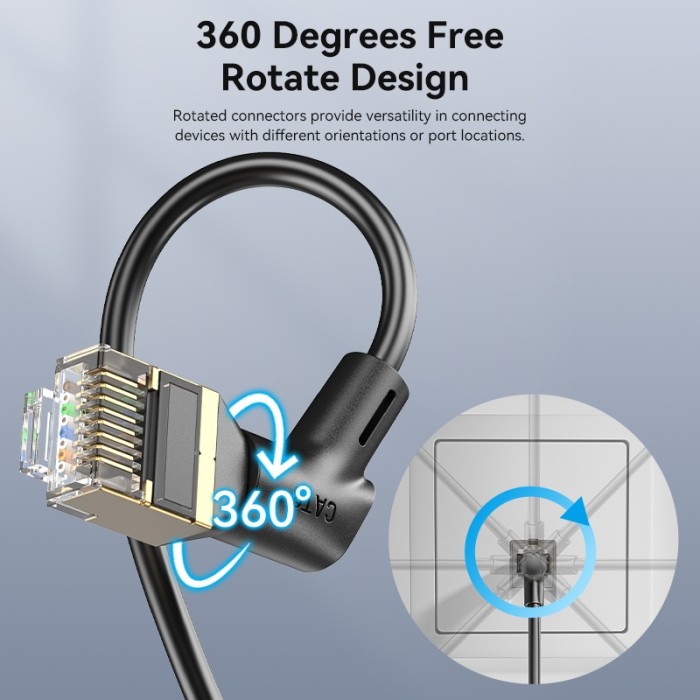 Cáp Cat8 mạng Lan Vention 40Gbps 2000mhz Cat 8 Mạng 360° Có Thể Xoay Cho Laptop PS 4 Rouster RJ45