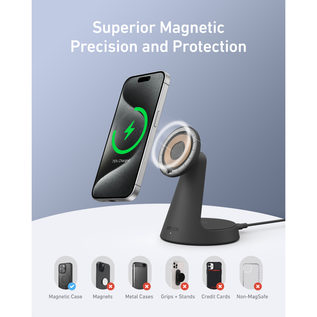 Đế sạc Anker MagGo 1C 15W (2-in-1 Dock Stand, with USB-C cable) - A25M7 - Hình ảnh 4