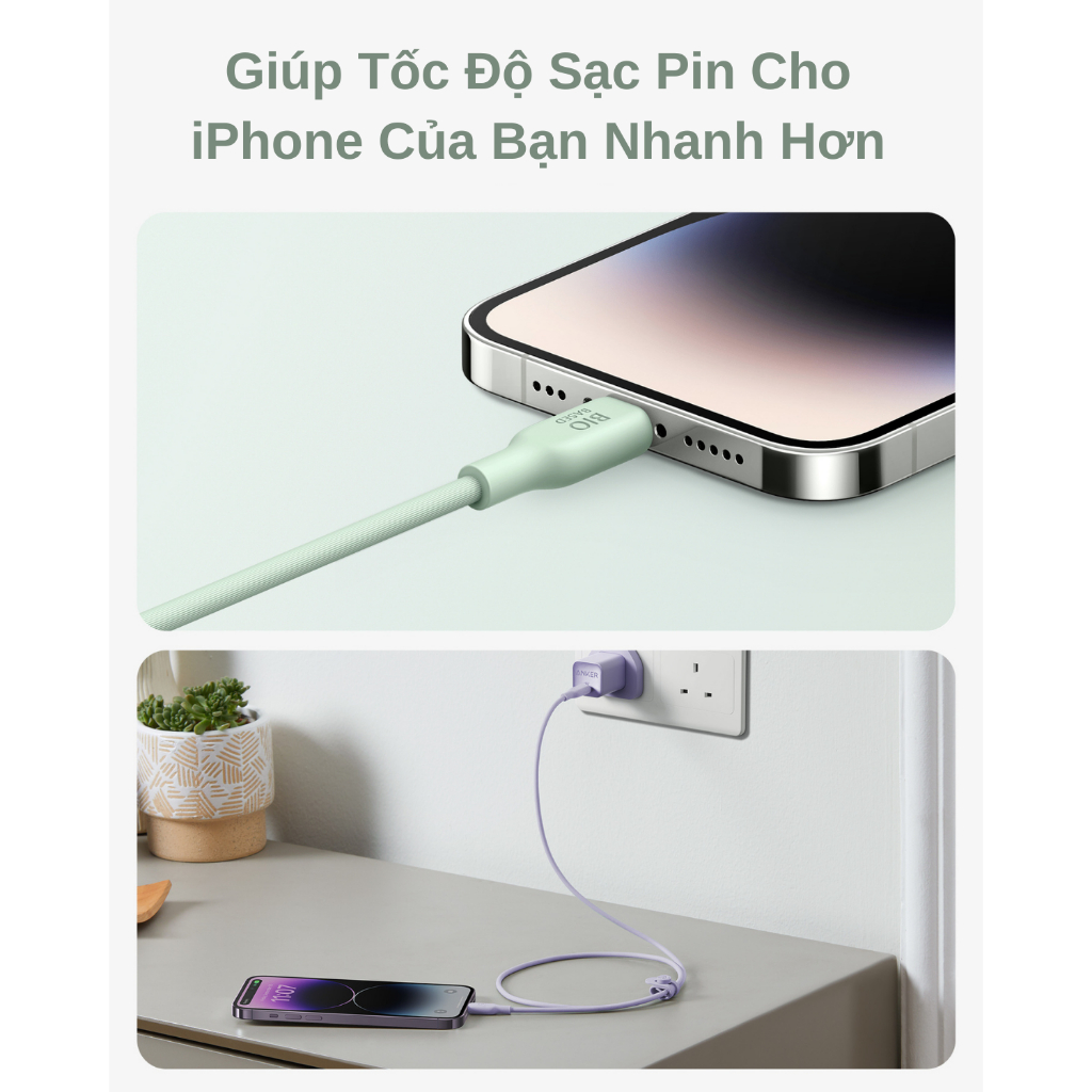 Bộ sạc nhanh Anker Zolo 20W cho iPhone 8 đến iPhone 14 series - Củ 20W 1C & Cáp CtoL đạt chứng chỉ MFi A2699/8+ A80B1/2 - Hình ảnh 7