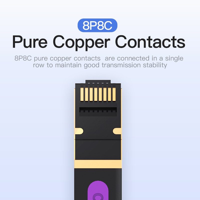 Dây cáp mạng Vention Cat7 10Gbps Truyền Dữ Liệu Tốc Độ Cao Lan Cat 7 Dẹt cáp Cho PC / Laptop / TV Box - Hình ảnh 4