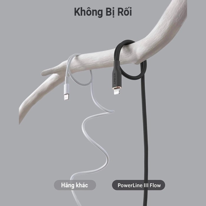 Cáp Sạc Nhanh ANKER 641 PowerLine III Flow USB-C to L - Đạt MFi - Chất liệu Silicone - Cho iPhone 8-14 & iPad - A8662/3 - Hình ảnh 2