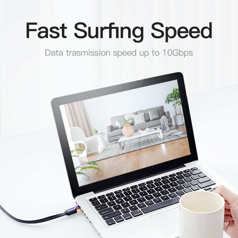 Dây cáp mạng Vention Cat7 10Gbps Truyền Dữ Liệu Tốc Độ Cao Lan Cat 7 Dẹt cáp Cho PC / Laptop / TV Box - Hình ảnh 3